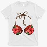 Coconut Bra Flower Boobs Funny Coconut Summer Aloha Beach T-Shirt - White