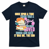 Cat And Books Girl T-Shirt