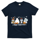 Cute Baby Hippo Moo Deng Fall T-Shirt - Navy