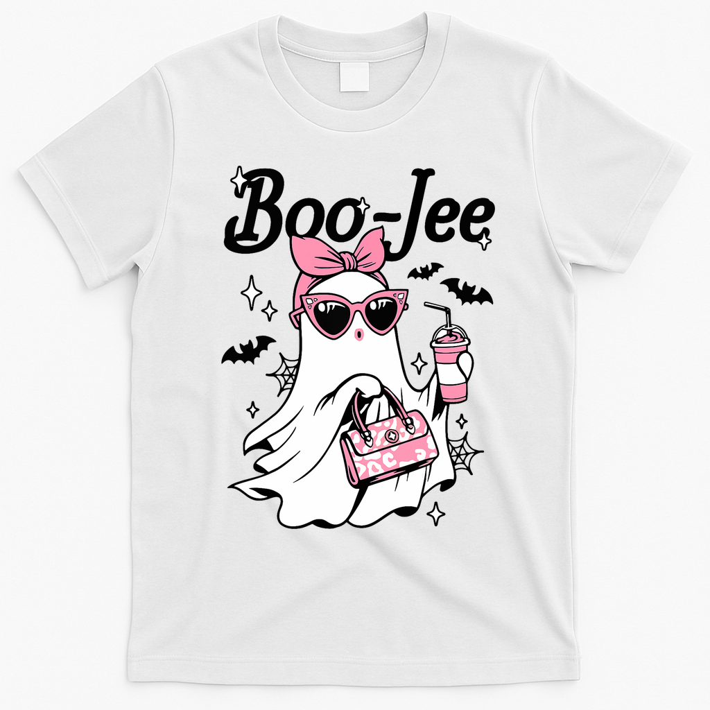 Cute Boo Jee Ghost Halloween Bandana Ghost Coffee T-Shirt - White