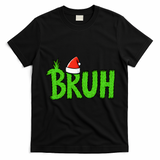 Christmas Bruh Meme Santa Hat Funny Xmas T-Shirt - Black