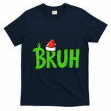 Christmas Bruh Meme Santa Hat Funny Xmas T-Shirt - Navy Blue