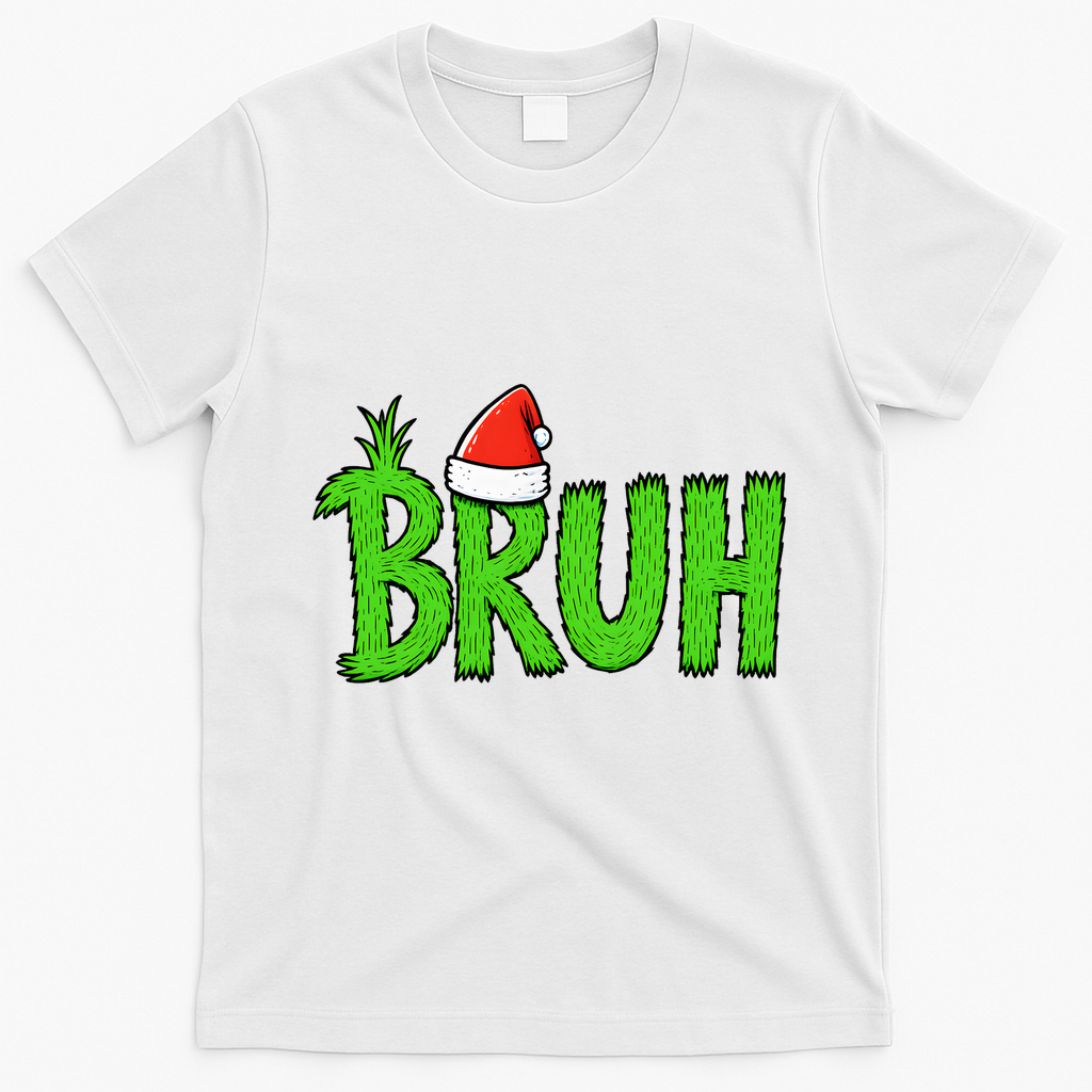 Christmas Bruh Meme Santa Hat Funny Xmas T-Shirt - White