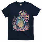 Coquette Bow Ocean Beach Coastal Summer Women T-Shirt - Navy