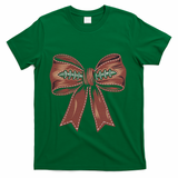 Coquette Bow Pumpkin American Football Autumn Thanksgiving T-Shirt - Green