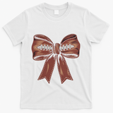 Coquette Bow Pumpkin American Football Autumn Thanksgiving T-Shirt - White