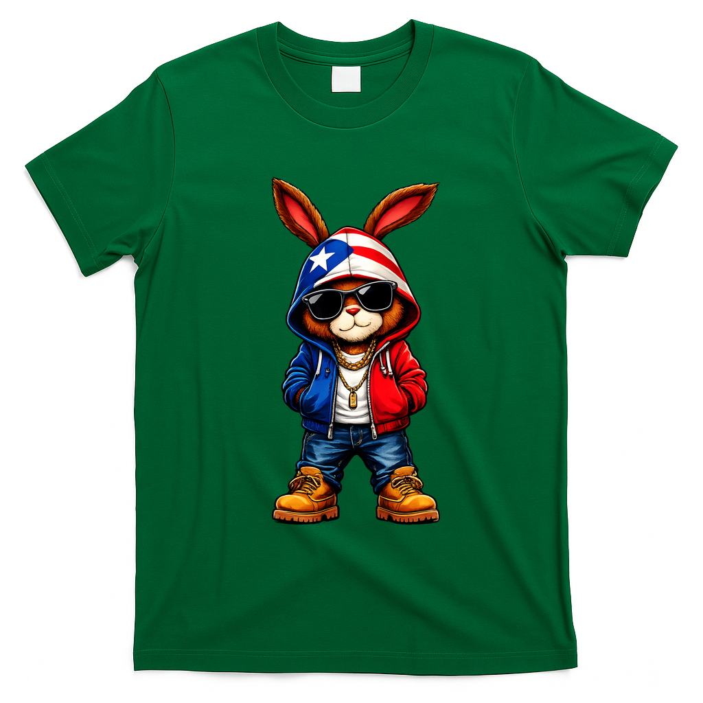 Cool Bunny Puerto Rican Flag Vibes Boricua  T-Shirt