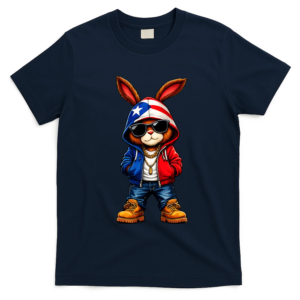 Cool Bunny Puerto Rican Flag Vibes Boricua  T-Shirt