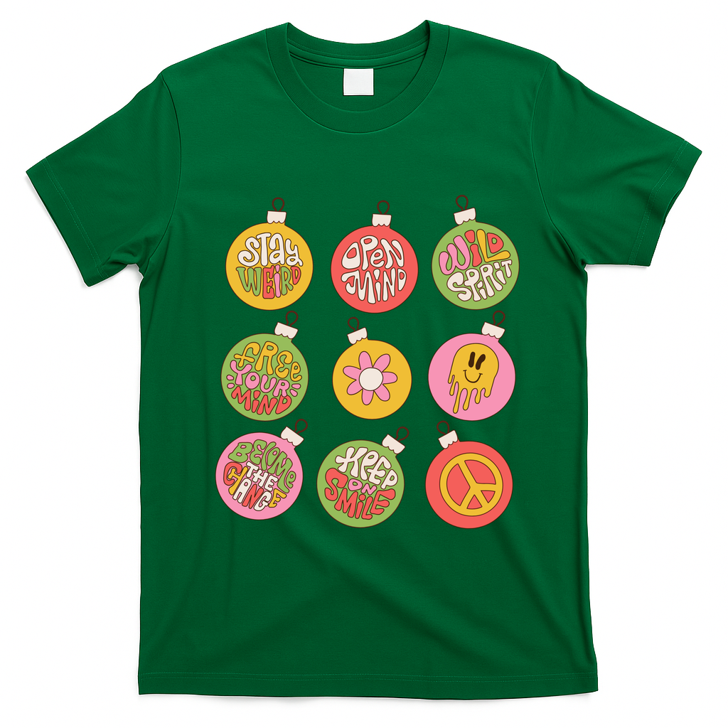 Christmas Ball Retro Ornaments T-Shirt - Irish Green