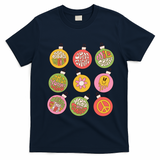 Christmas Ball Retro Ornaments T-Shirt - Navy Blue
