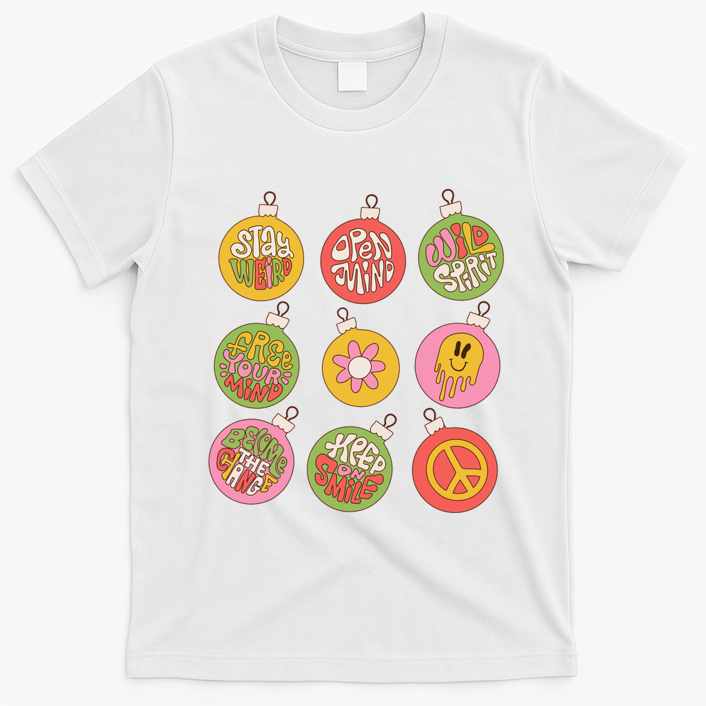 Christmas Ball Retro Ornaments T-Shirt - White