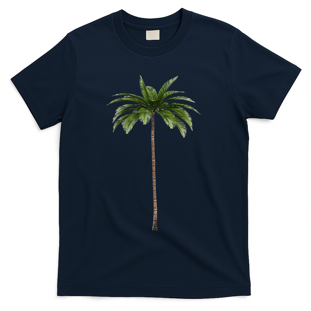 Cool Beach Summer Vacation Tropical Palm Tree T-Shirt - Navy