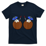 Coconut Bra Summer Season Swimming Beach Lover T-Shirt - Navy