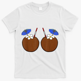 Coconut Bra Summer Season Swimming Beach Lover T-Shirt - White