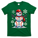 Christmas Baseball Snowman Baseball Christmas T-Shirt - Irish Green