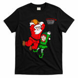 Christmas Basketball Santa Claus Slam Dunk Elf T-Shirt - Black