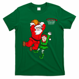 Christmas Basketball Santa Claus Slam Dunk Elf T-Shirt - Irish Green
