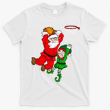 Christmas Basketball Santa Claus Slam Dunk Elf T-Shirt - White
