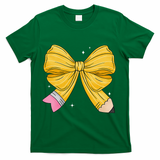 Coquette Bow Teacher Student Happy First Day Back To School T-Shirt - Green