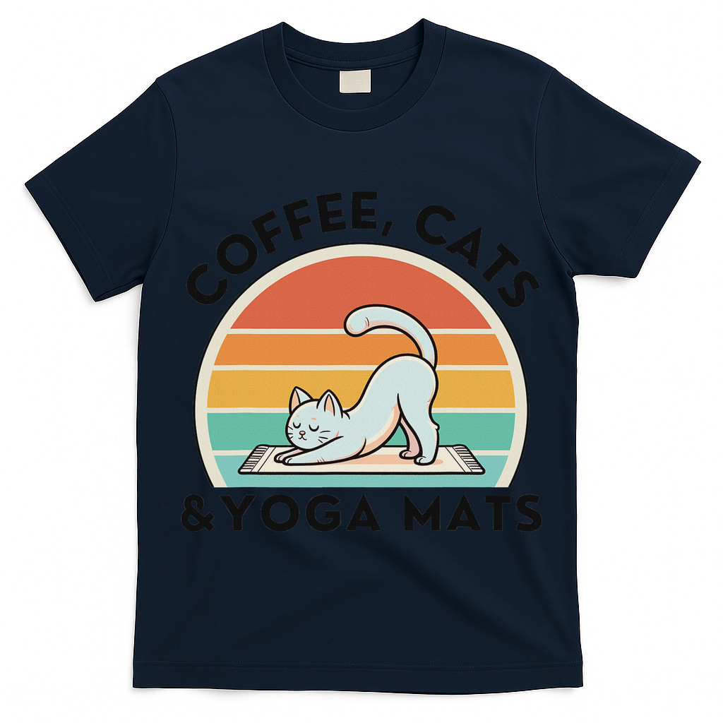 Coffee Cats And Yoga Mats Meditation Women T-Shirt