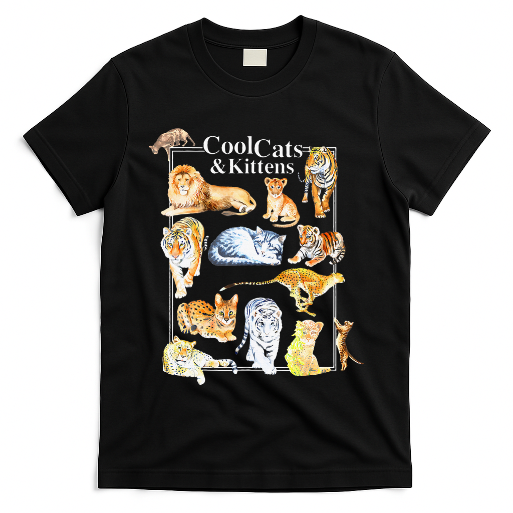 Cool Cats And Kittens Tiger Lion Leopard Felines T-Shirt