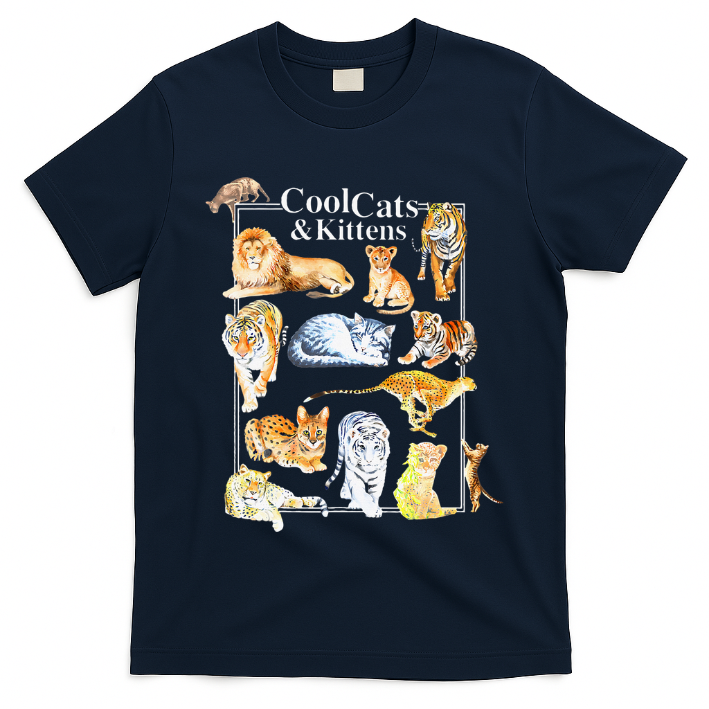 Cool Cats And Kittens Tiger Lion Leopard Felines T-Shirt