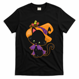 Cute Cat And Mouse Halloween Witch T-Shirt