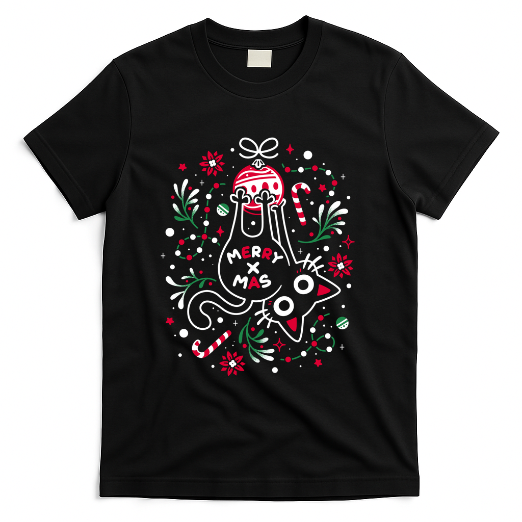 Christmas Cat Butt - Merry X-mas - Black