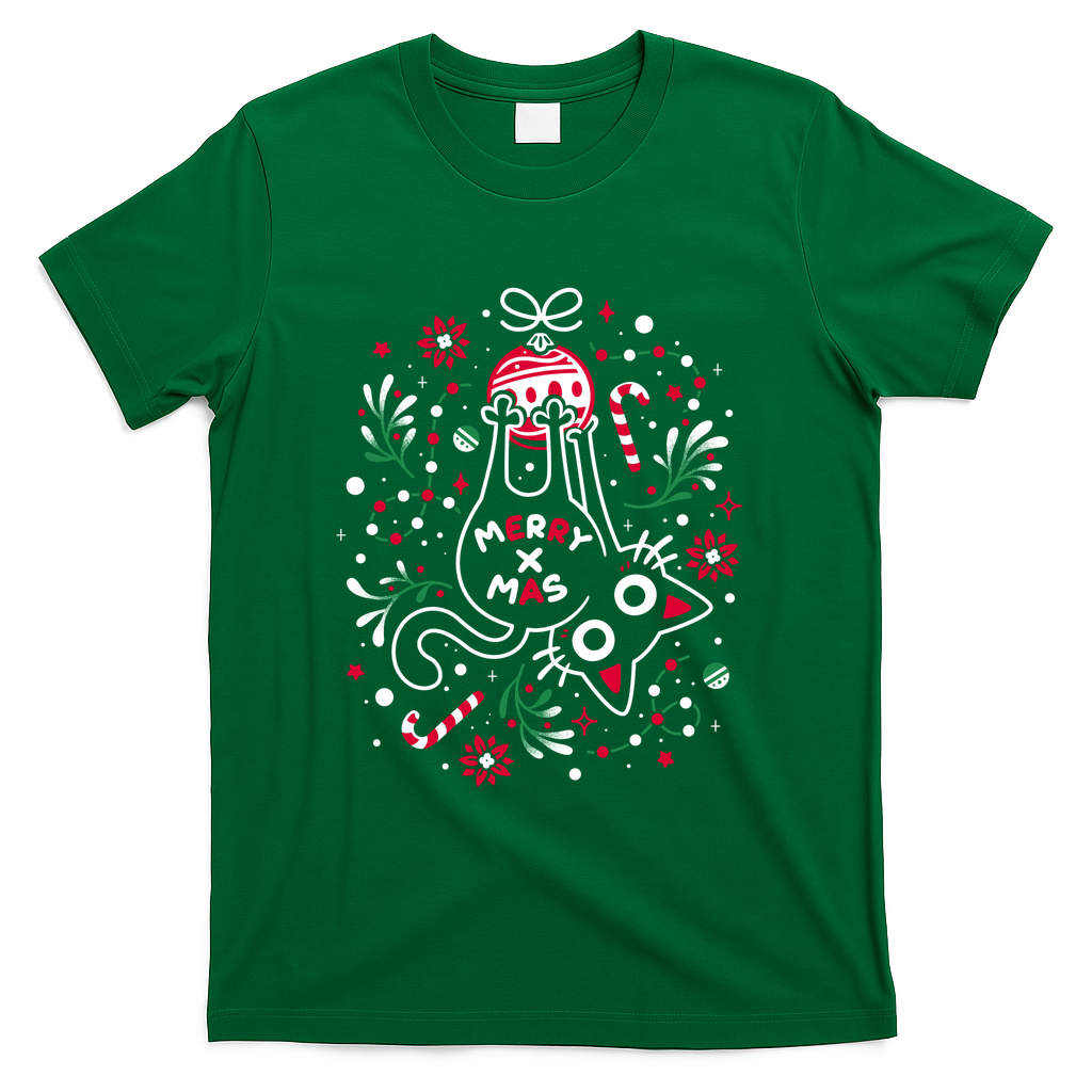 Christmas Cat Butt - Merry X-mas - Green