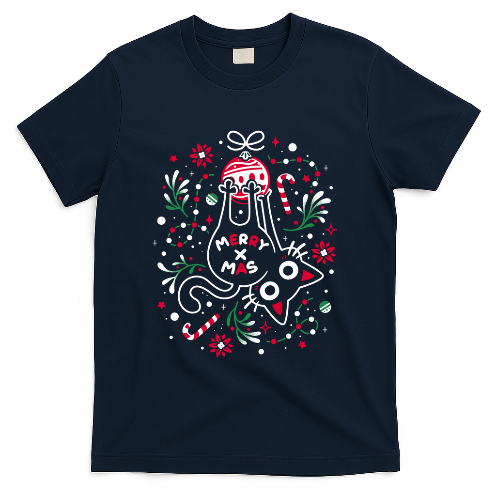 Christmas Cat Butt - Merry X-mas - Navy