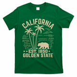 California Cali Bear Vintage EST 1850 Golden State T-Shirt - Green