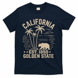 California Cali Bear Vintage EST 1850 Golden State T-Shirt - Navy