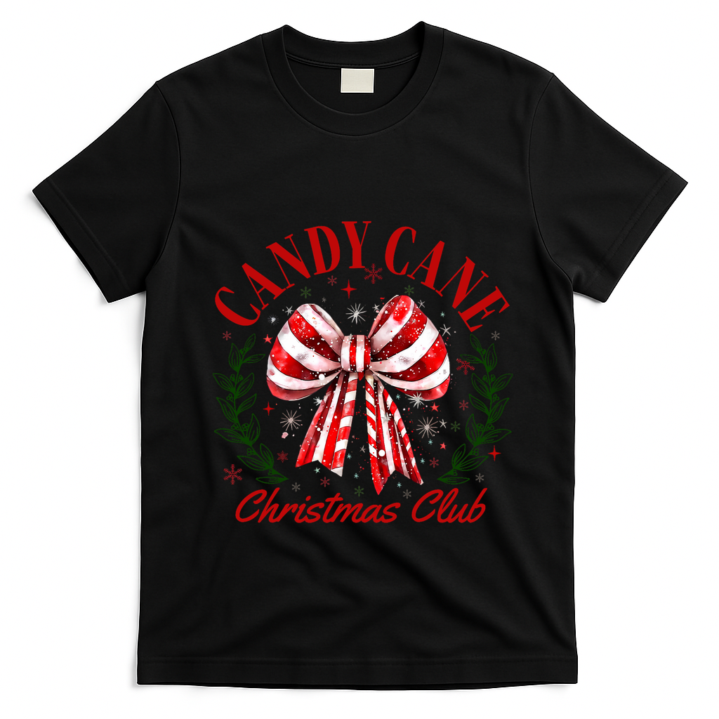 Candy Cane Christmas Club Merry Christmas T-Shirt - Black