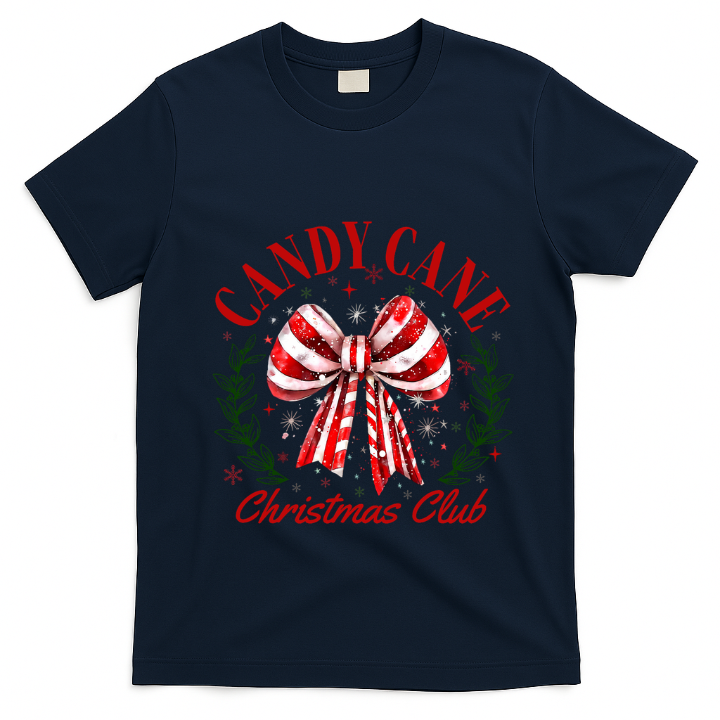 Candy Cane Christmas Club Merry Christmas T-Shirt - Navy Blue