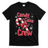 Candy Cane Crew Merry Christmas Xmas Santa Pajamas Holiday T-Shirt - Black