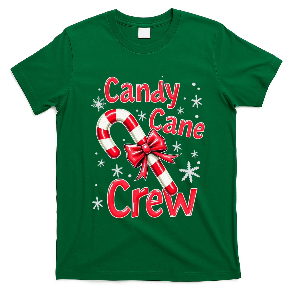 Candy Cane Crew Merry Christmas Xmas Santa Pajamas Holiday T-Shirt - Irish Green