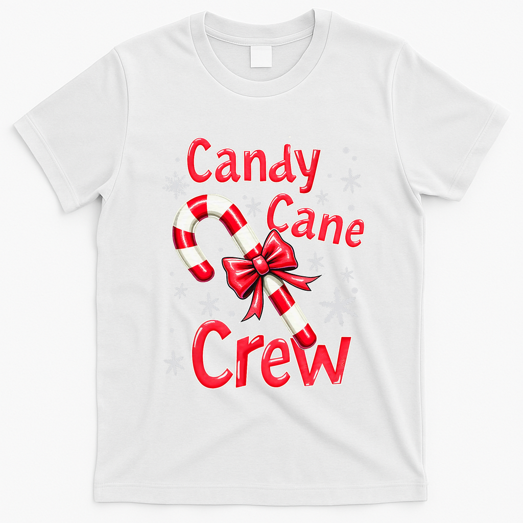 Candy Cane Crew Merry Christmas Xmas Santa Pajamas Holiday T-Shirt - White