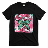 Colorful Christmas Candy Cane Festive T-Shirt - Black