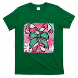 Colorful Christmas Candy Cane Festive T-Shirt - Irish Green