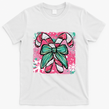Colorful Christmas Candy Cane Festive T-Shirt - White