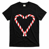 Christmas Candy Cane Heart Mom Dad Gift T-Shirt - Black