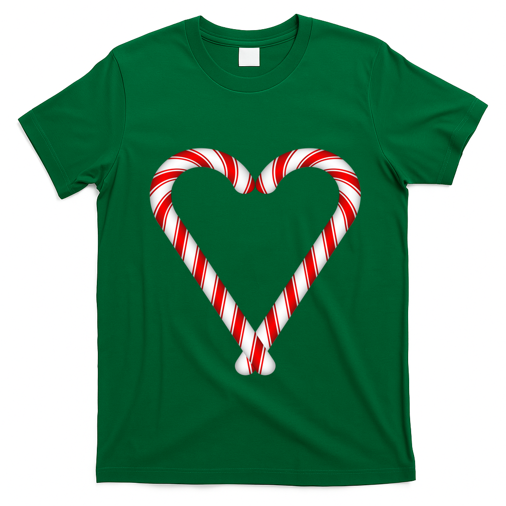 Christmas Candy Cane Heart Mom Dad Gift T-Shirt - Irish Green
