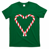Christmas Candy Cane Heart Mom Dad Gift T-Shirt - Irish Green
