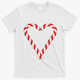 Christmas Candy Cane Heart Mom Dad Gift T-Shirt - White