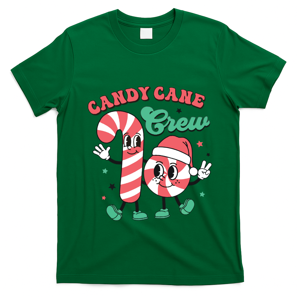 Christmas Candy Cane Crew Cute Matching Family T-Shirt - Irish Green