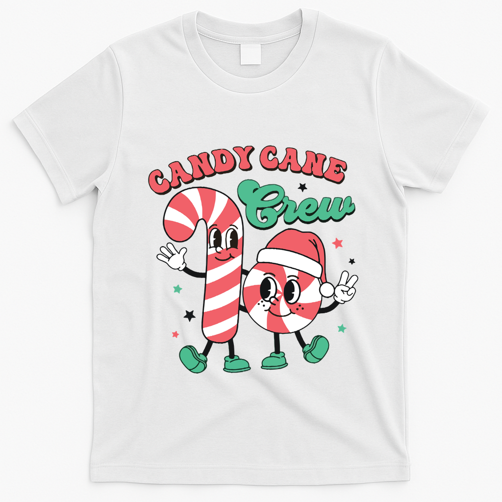 Christmas Candy Cane Crew Cute Matching Family T-Shirt - White