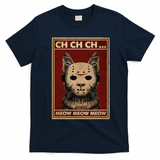 Ch Ch Ch Meow Meow Scary Halloween Cat Horror Slasher Movie T-Shirt - Navy Blue