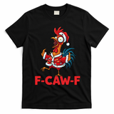 Crazy Chicken Cartoon F-Caw-F Funny Santa Chrismas T-Shirt - Black