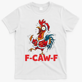 Crazy Chicken Cartoon F-Caw-F Funny Santa Chrismas T-Shirt - White
