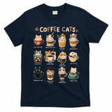 Coffee Cats Cute Cat Inspired Funny T-Shirt - Navy Blue